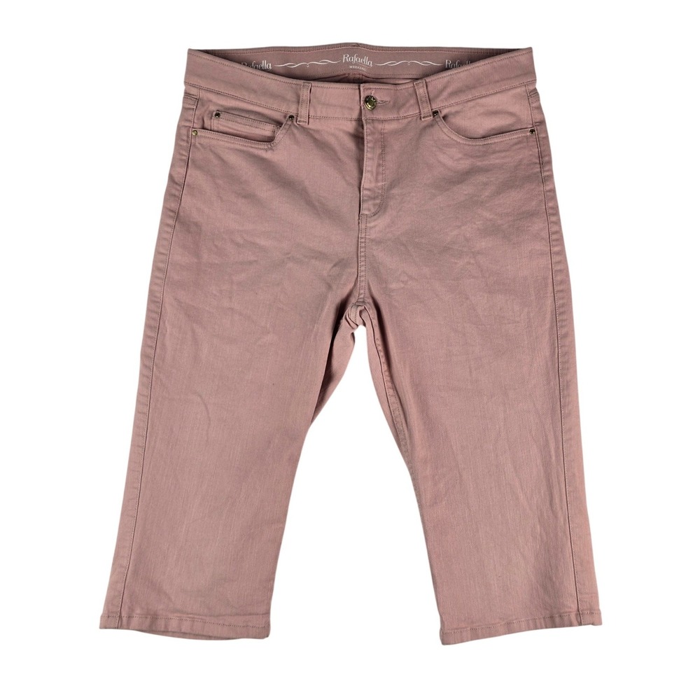 Rafaella Weekend Capri Pants Women 16 Pink Stretch Cotton Cropped Casual Pockets